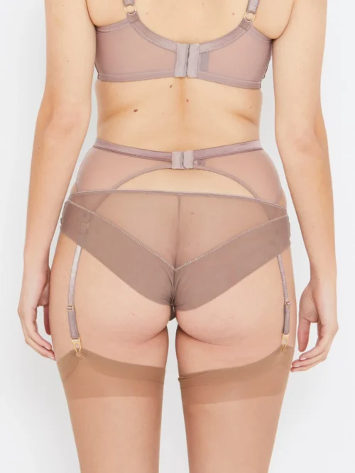 Sophia Café Lace High Waist Suspender Belt -Hot Lingerie Hub sophia cafe brown suspender belt back view scaled