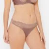Sophia Café Lace Thong 1 Sophia Café Lace Thong -Hot Lingerie Hub sophia cafe brown thong side view