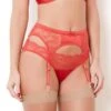 Sophia Red Lace High Waist Suspender Belt -Hot Lingerie Hub sophia red supender belt side