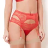 Sophia Red Lace High Waist Suspender Belt -Hot Lingerie Hub sophia red supender belt side scaled