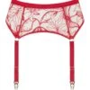 Vivian Red Suspender Belt -Hot Lingerie Hub vivian red embroidered suspender belt